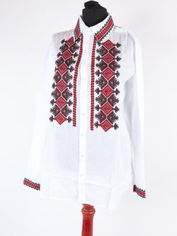 Camasa traditionala barbateasca cu broderie colorata si inchidere prin siret.